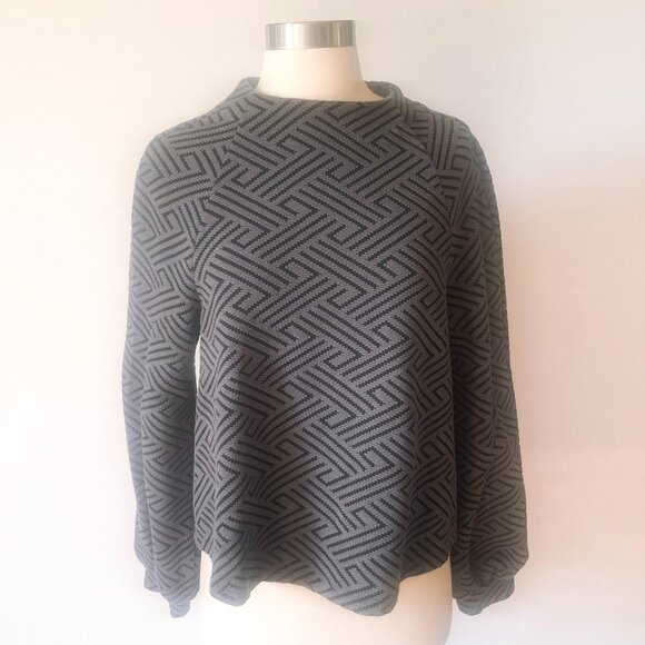 ANTHROPOLOGIE Westerly Geometric Pullover, Grey Motif, XS - Picture 3 of 12